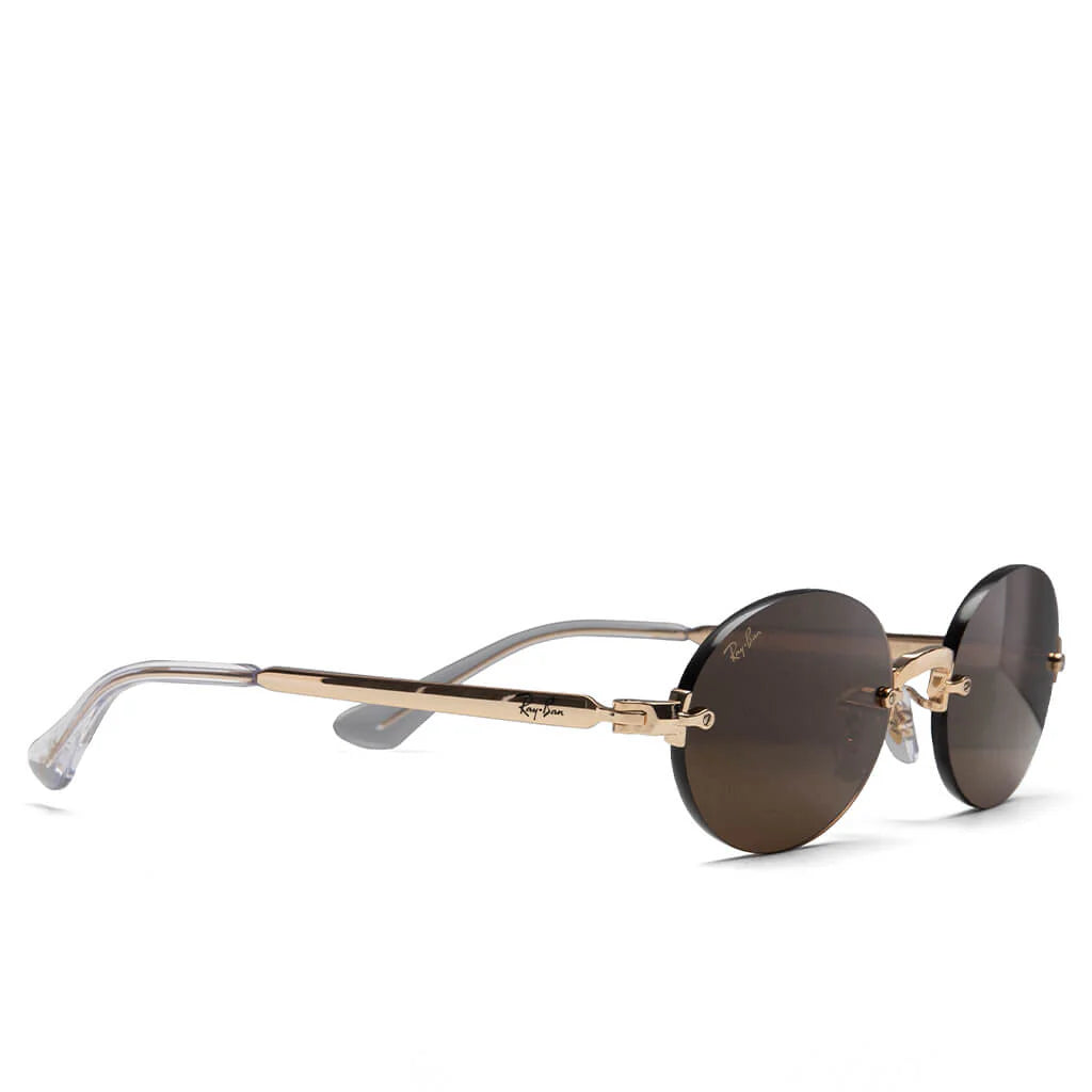 Ray Ban x AAP Rocky Rimless Oval Arista Dark Brown