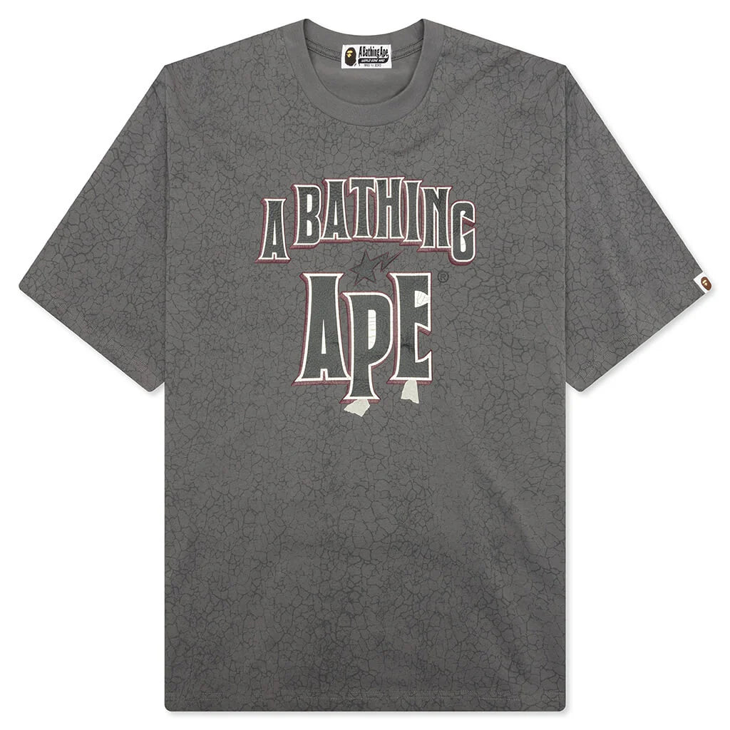 Crack Print Pattern Logo Relaxed Fit Tee Black
