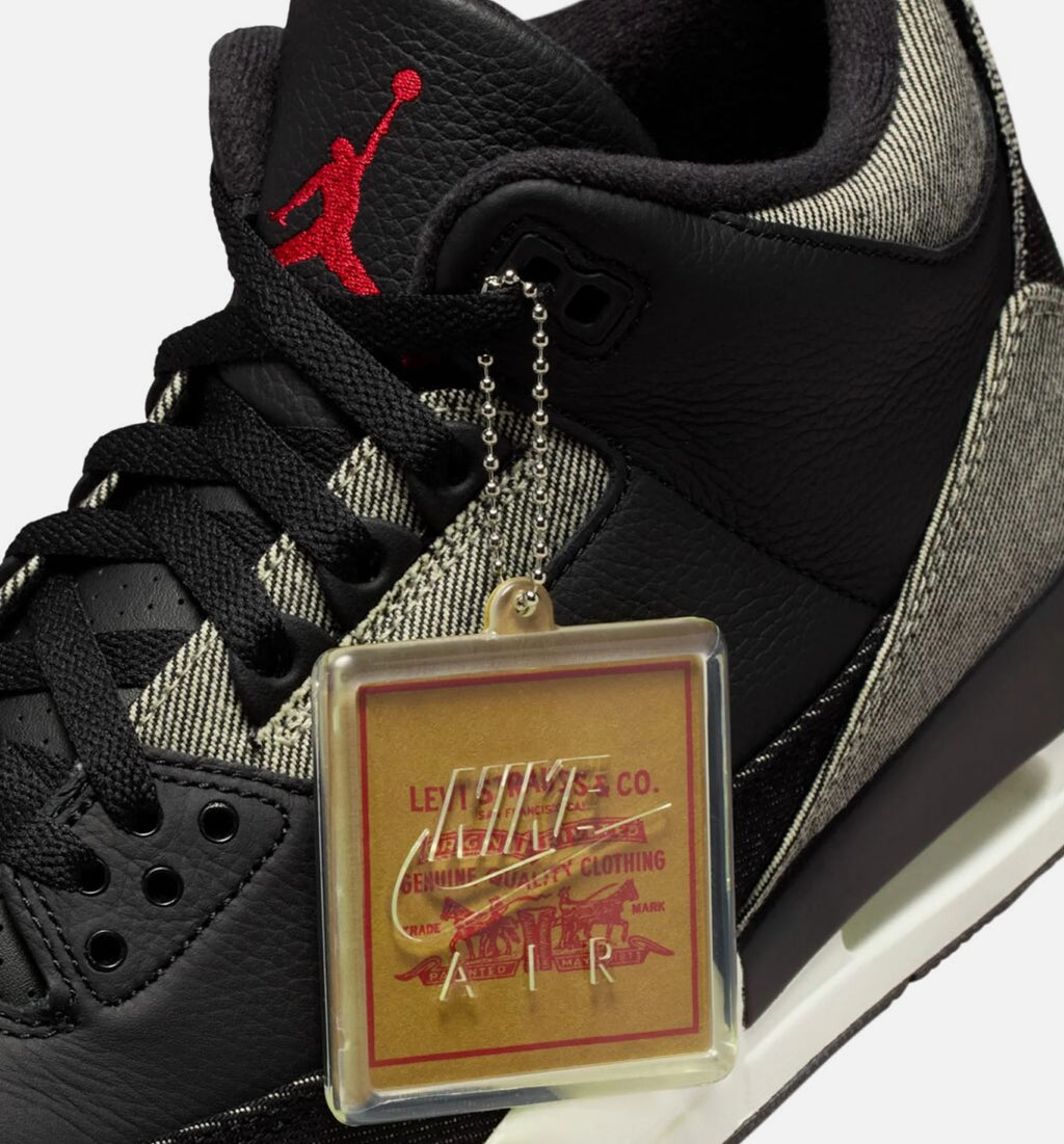 Air Jordan 3 x Levis Black and White Mens Lifestyle Shoe Denim Black Gym Red Limit One Per Customer