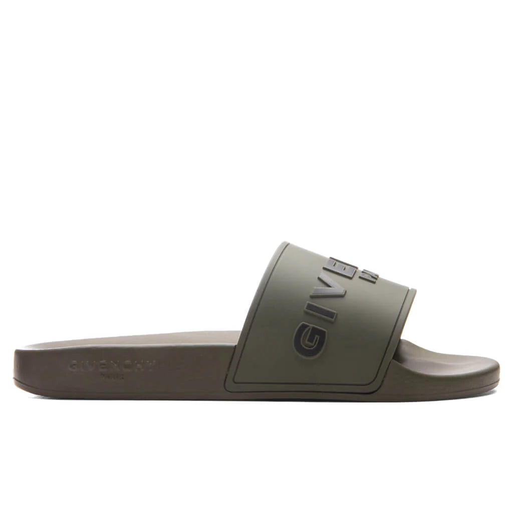 Slide Flat Sandals Khaki