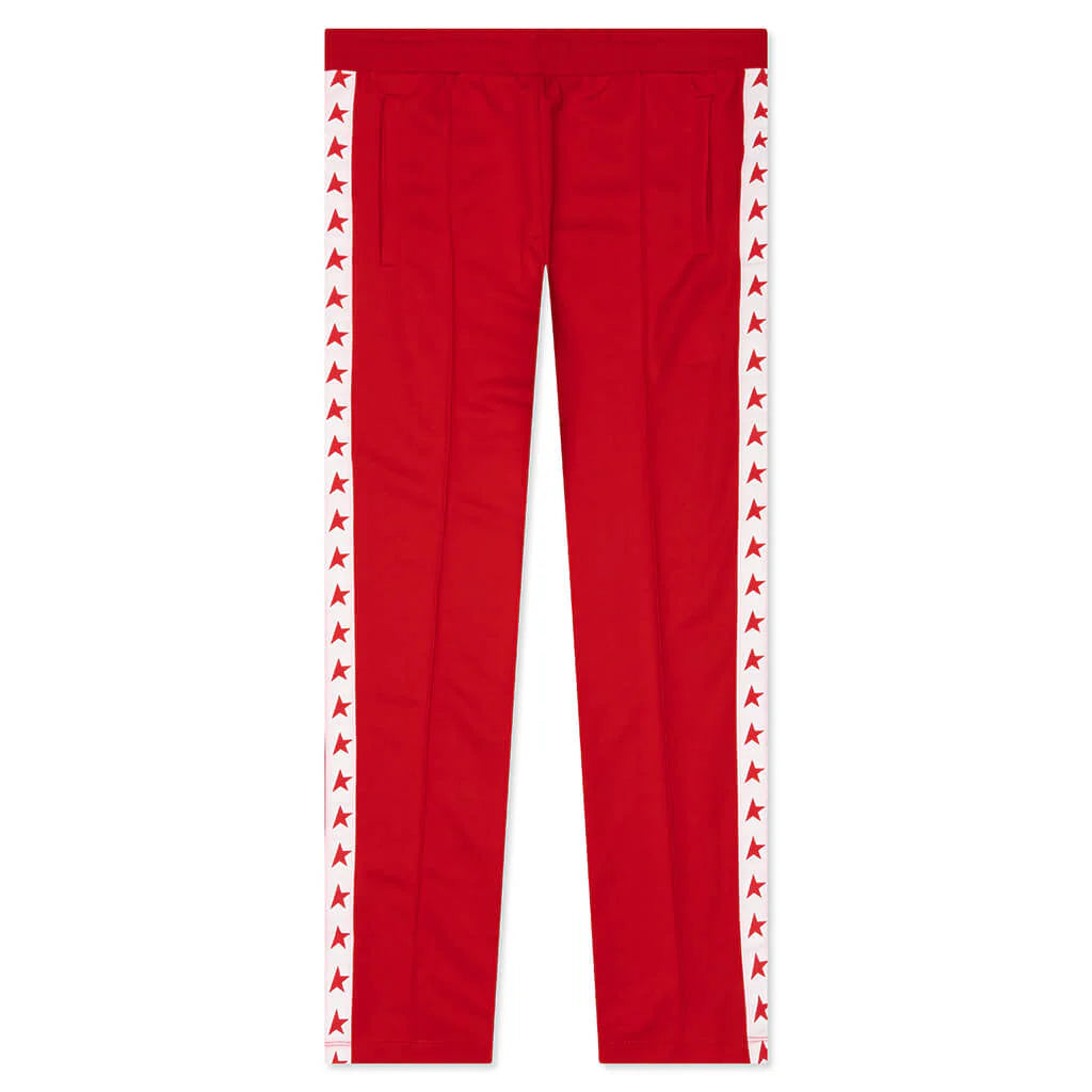Womens Star Wide Leg Jogging Pant Tango Red White