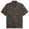 Flower Cut Cabana Shirt Peacock Green