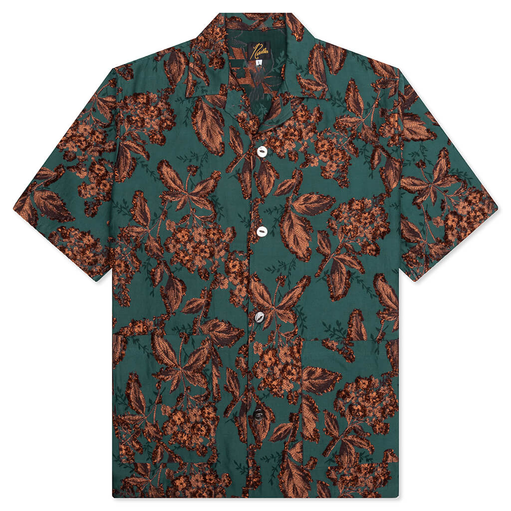 Flower Cut Cabana Shirt Peacock Green