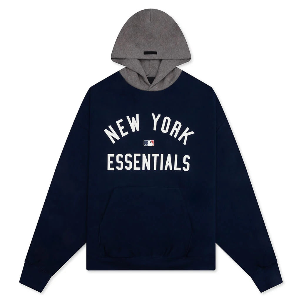 Fear of God Essentials x MLB Yankees Sport Hoodie Midnight Navy Homestead Heather