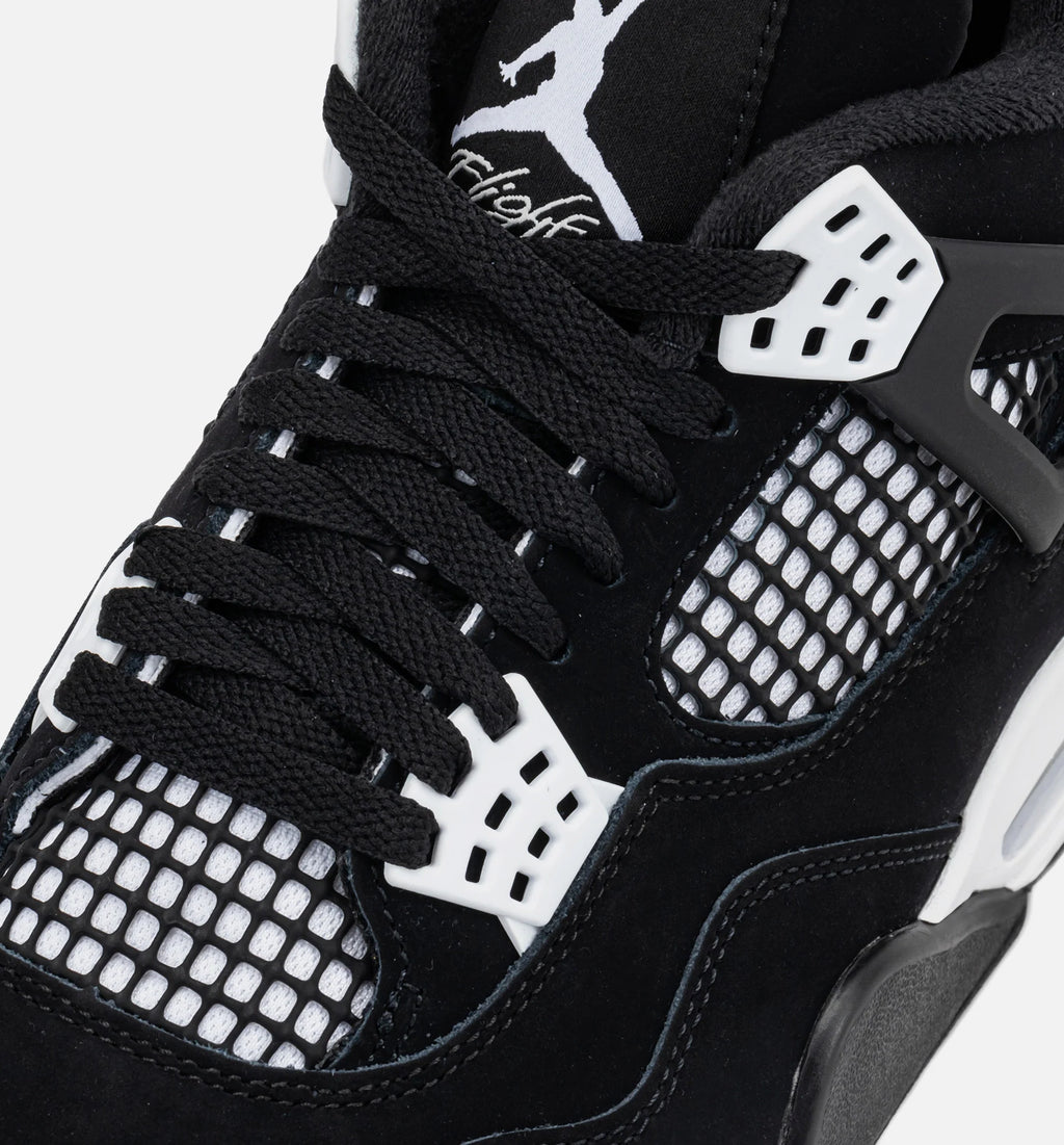 Air Jordan 4 Retro White Thunder Mens Lifestyle Shoe Black White Black