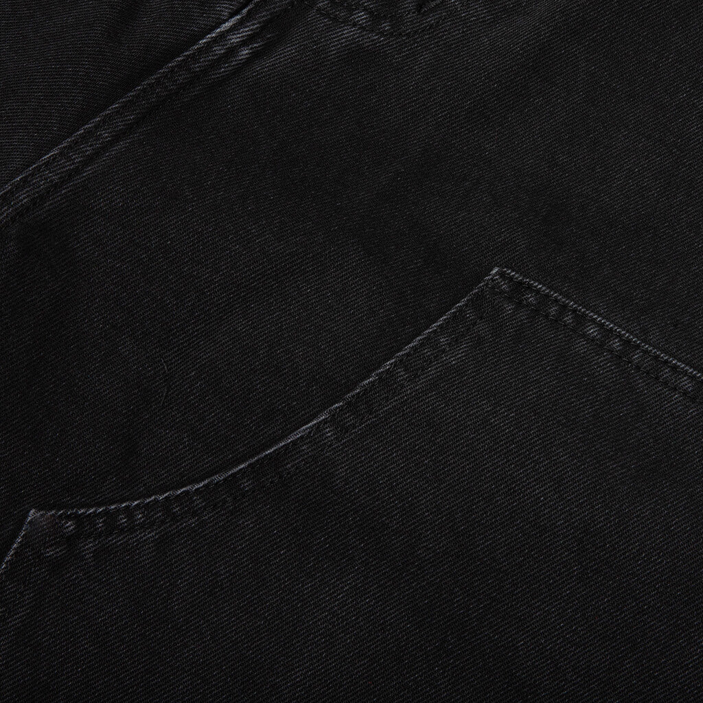 Double Knee Short Black Stone Washed