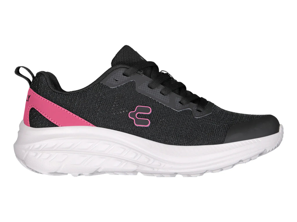 Tenis Charly Road Casual Negro con Fucsia para Mujer