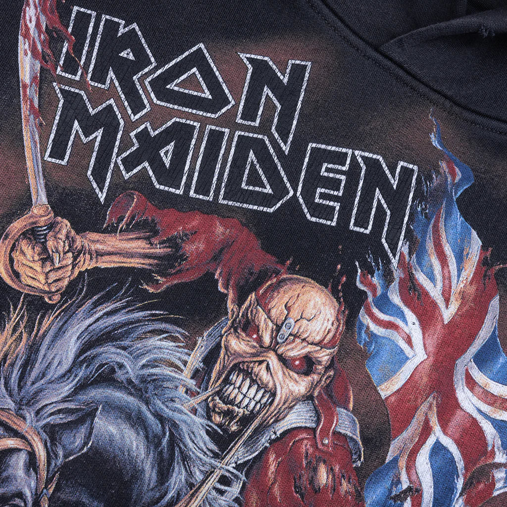 Iron Maiden Steed Hoodie Stained Black