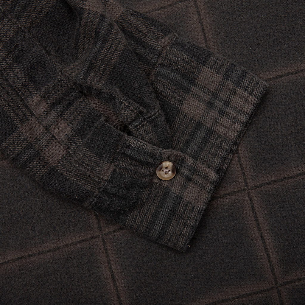 Over Dyed Ribbon Wide Shirt Brown