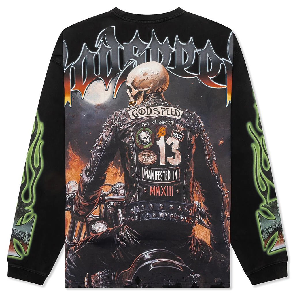 Biker Nation L S T Shirt Black Wash