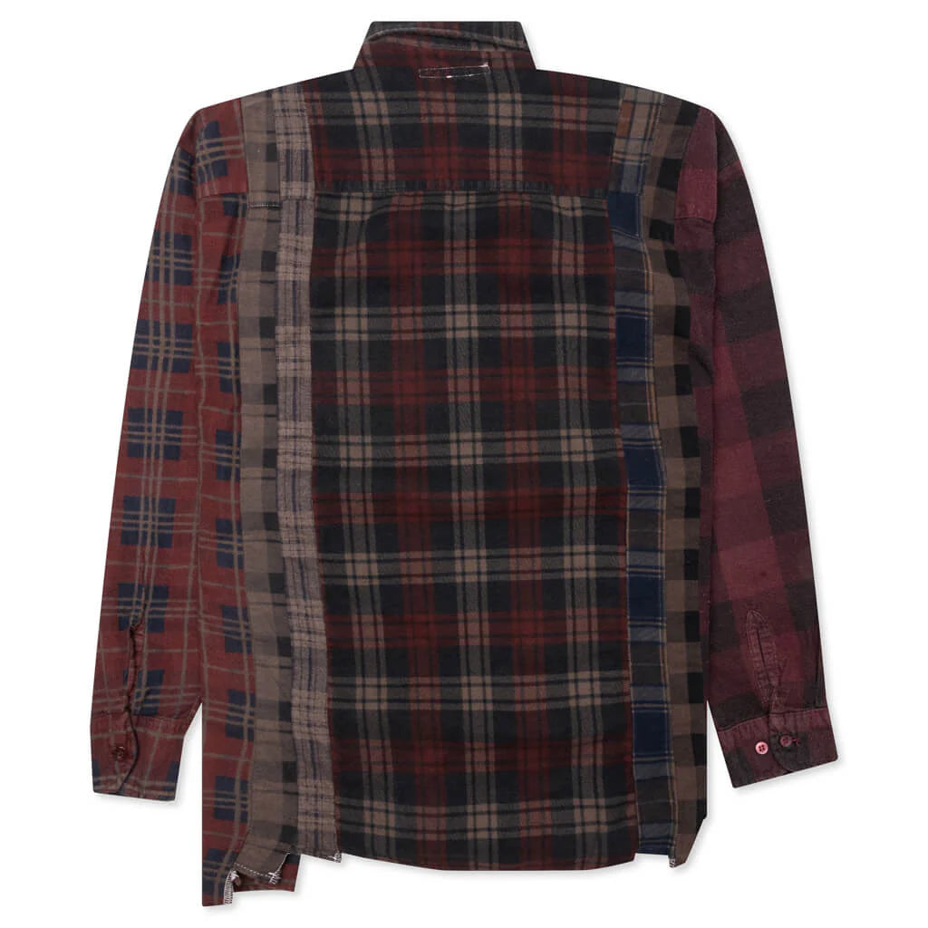 Flannel Shirt 7 Cuts Shirt Over Dye Brown