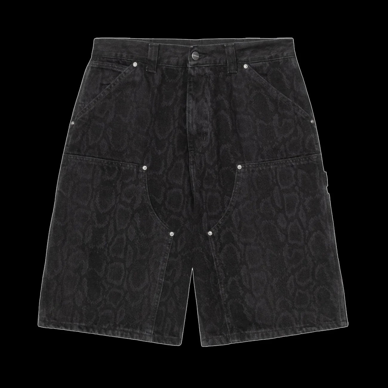 Carhartt WIP OG Double Knee Shorts Snake Camo Black Heavy Stone Wash