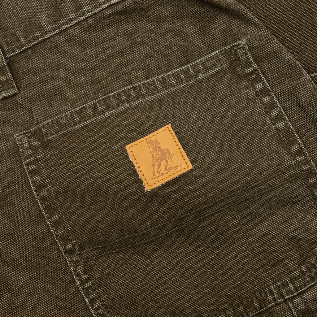 Canvas Double Knee Work Pant Washed Moss Green