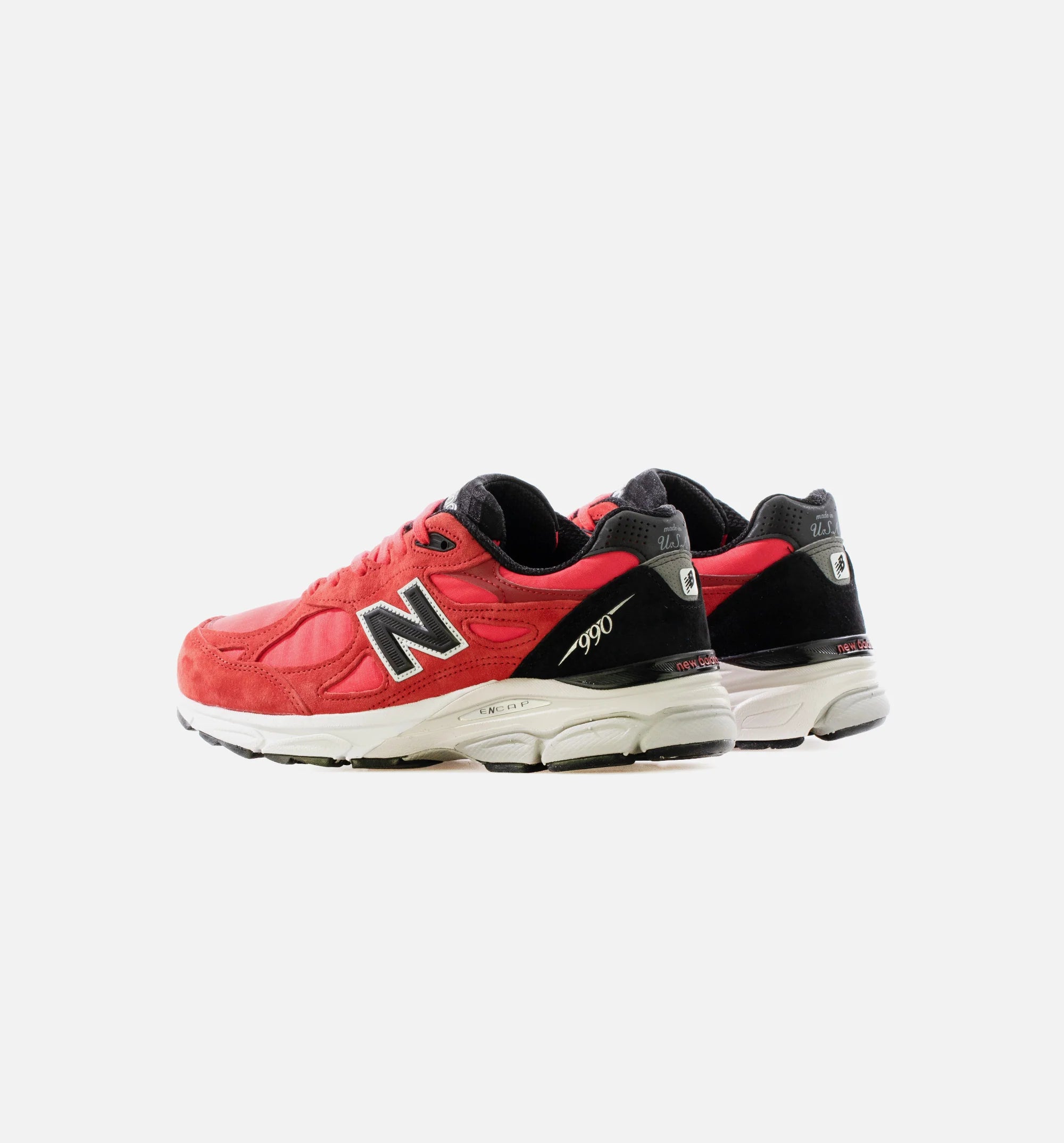 Made in USA 990v3 Red Suede Mens Running Shoe Red Black White