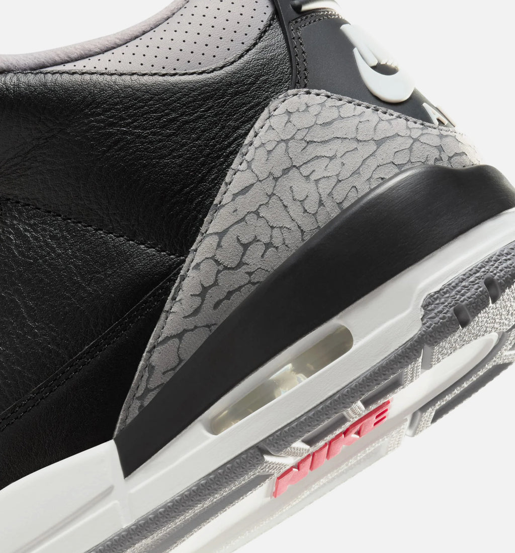 Air Jordan 3 Retro Black Cement Mens Lifestyle Shoe Black Fire Red Cement Grey Summit White