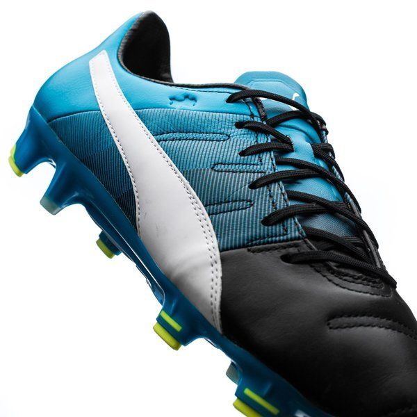 PUMA Evopower 13 LT FG Firm Ground Soccer Cleats Black White Atomic Blue