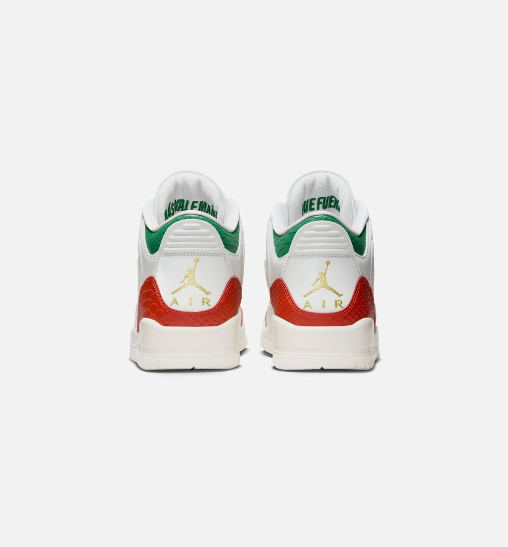 Air Jordan 3 Retro El Vuelo Mens Lifestyle Shoe Summit White Pine Green Dragon Red Metallic Gold