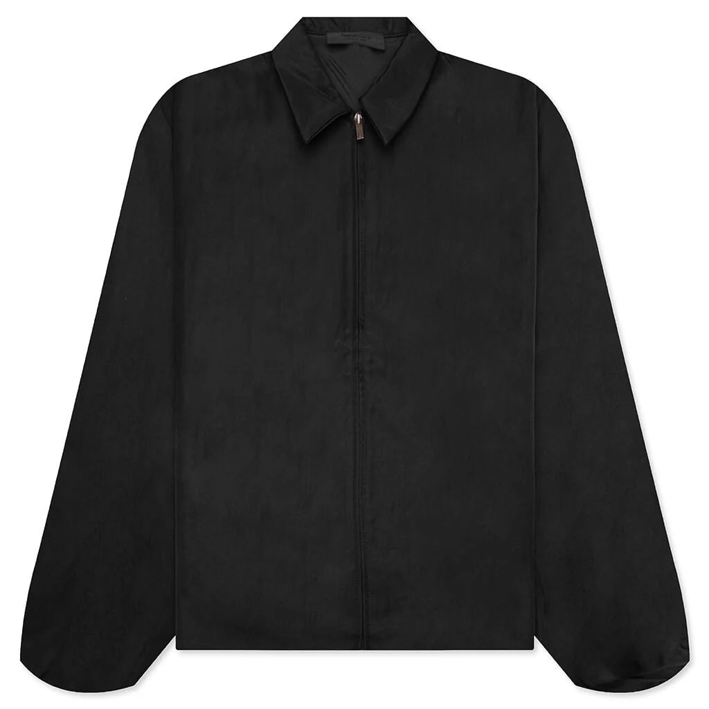 Textured Nylon Trucker Jacket Black