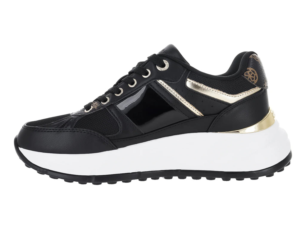 Tenis Guess Fonzi Negro con Dorado para Mujer