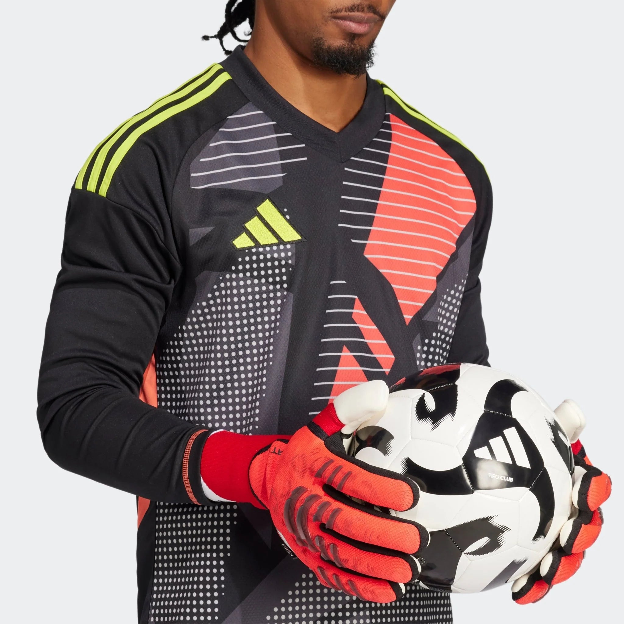 adidas Predator Pro Fingersave Goalkeeper Gloves Luci Red Black Pure Ruby