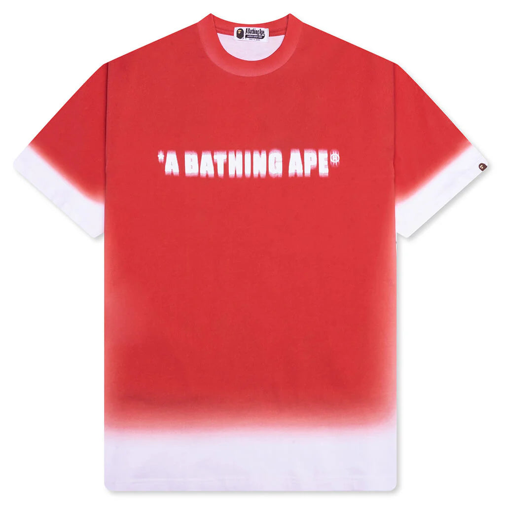Spray Print Bathing Ape Logo Relaxed Fit Tee Red