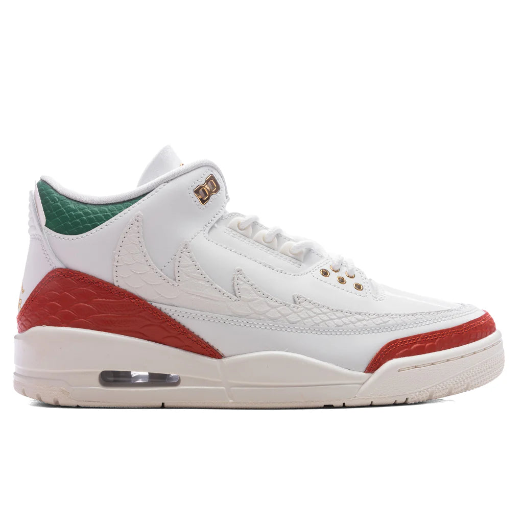 Air Jordan 3 Retro El Vuelo Summit White Metallic Gold Pine Green