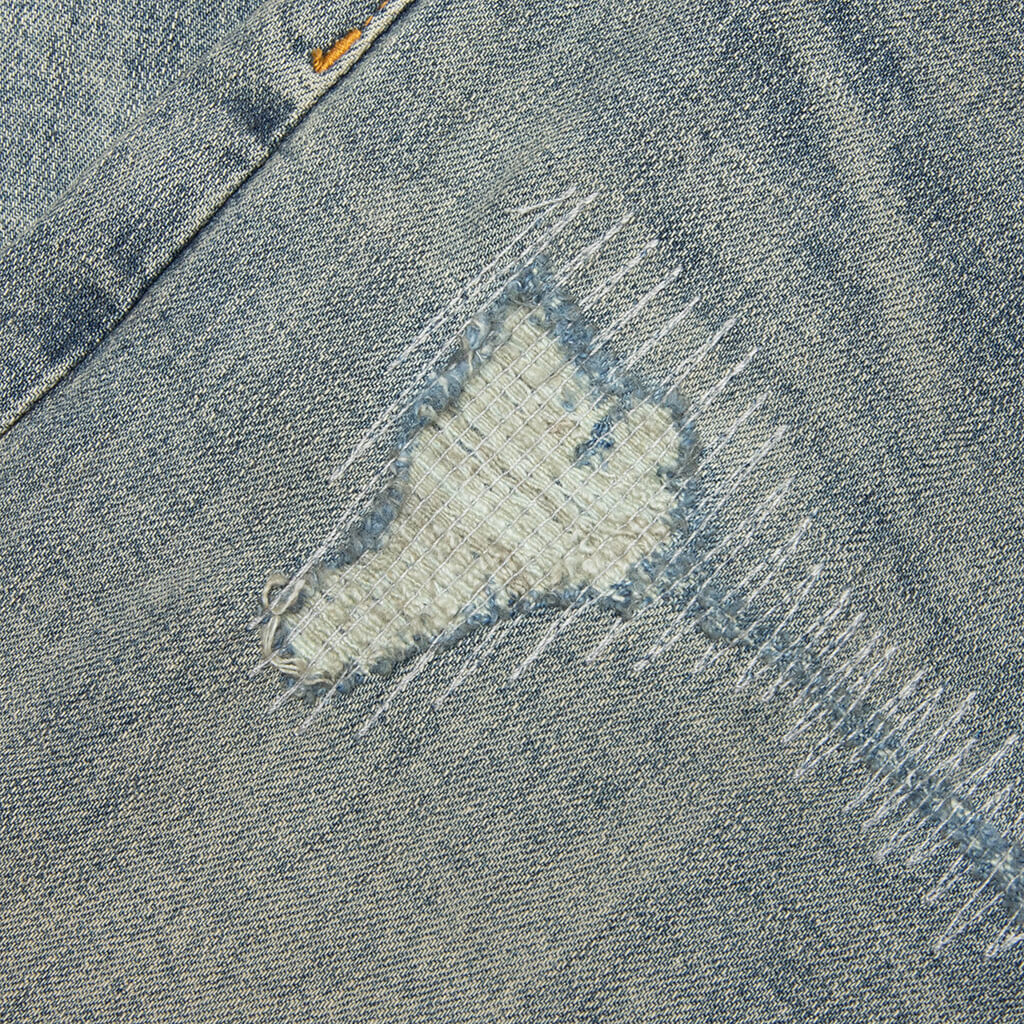 P001 Vintage Repair Denim Pants Light Indigo