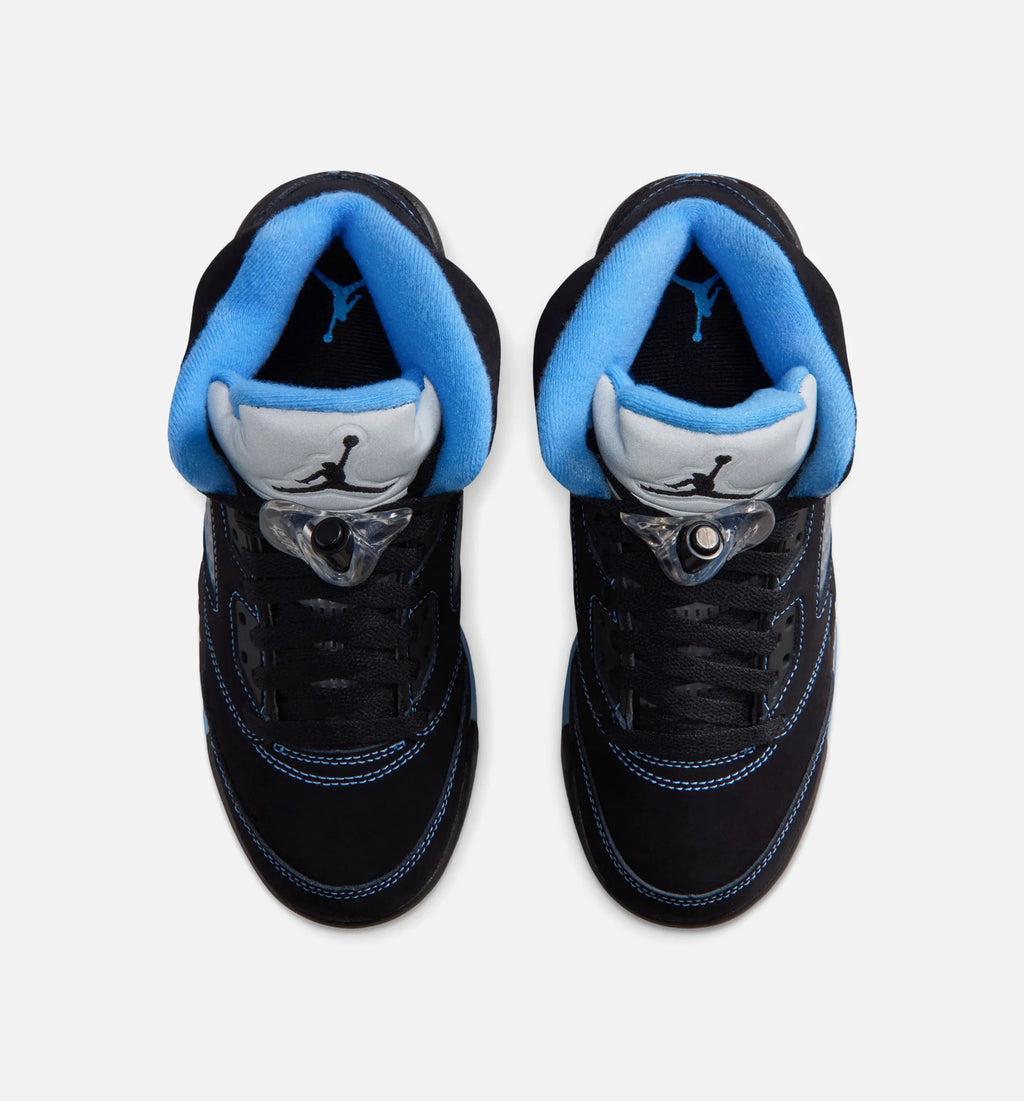 Air Jordan 5 Retro Black Carolina Grade School Lifestyle Shoe Black University Blue White Free Shipping