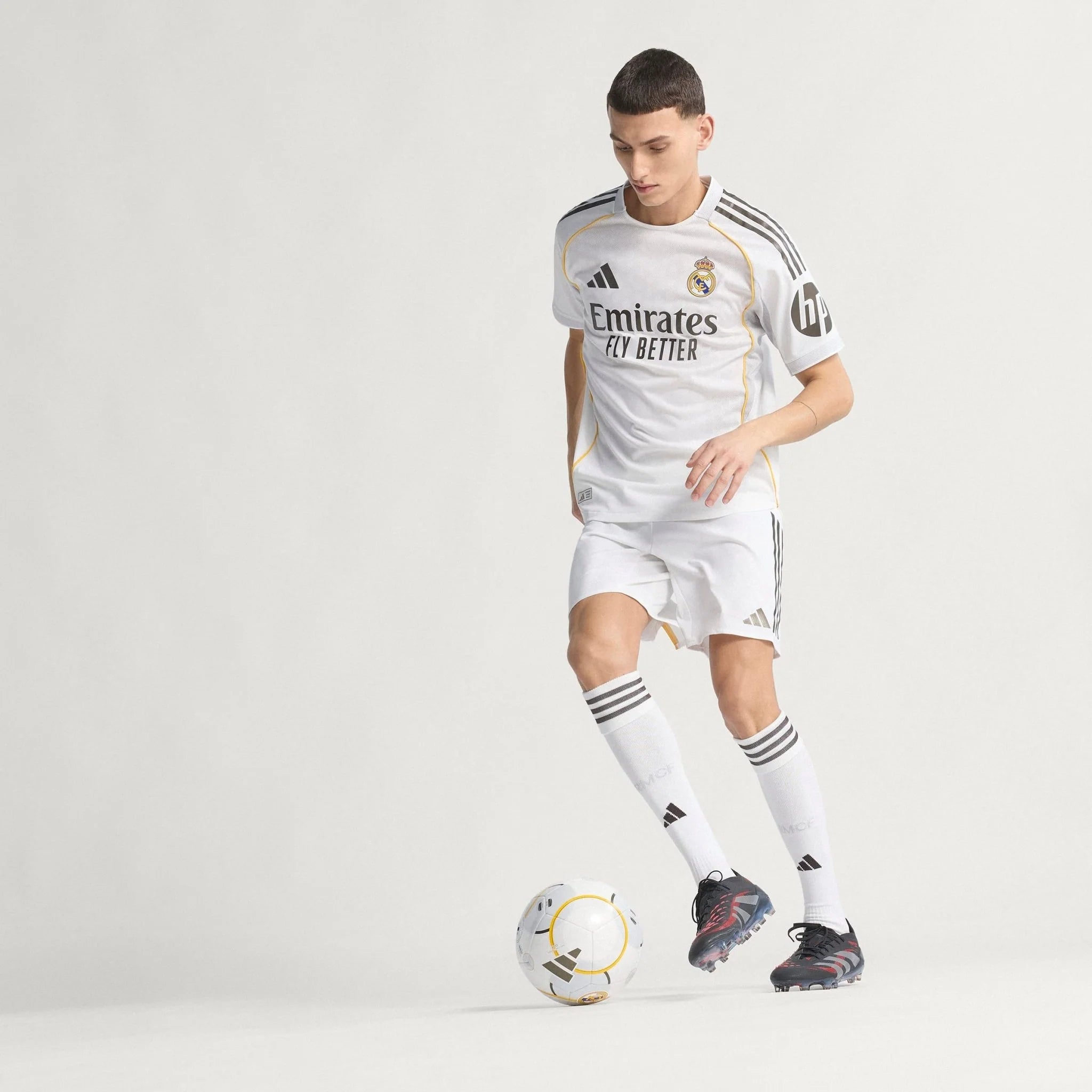 adidas Real Madrid Home Authentic Mens Soccer Jersey 25 26 White