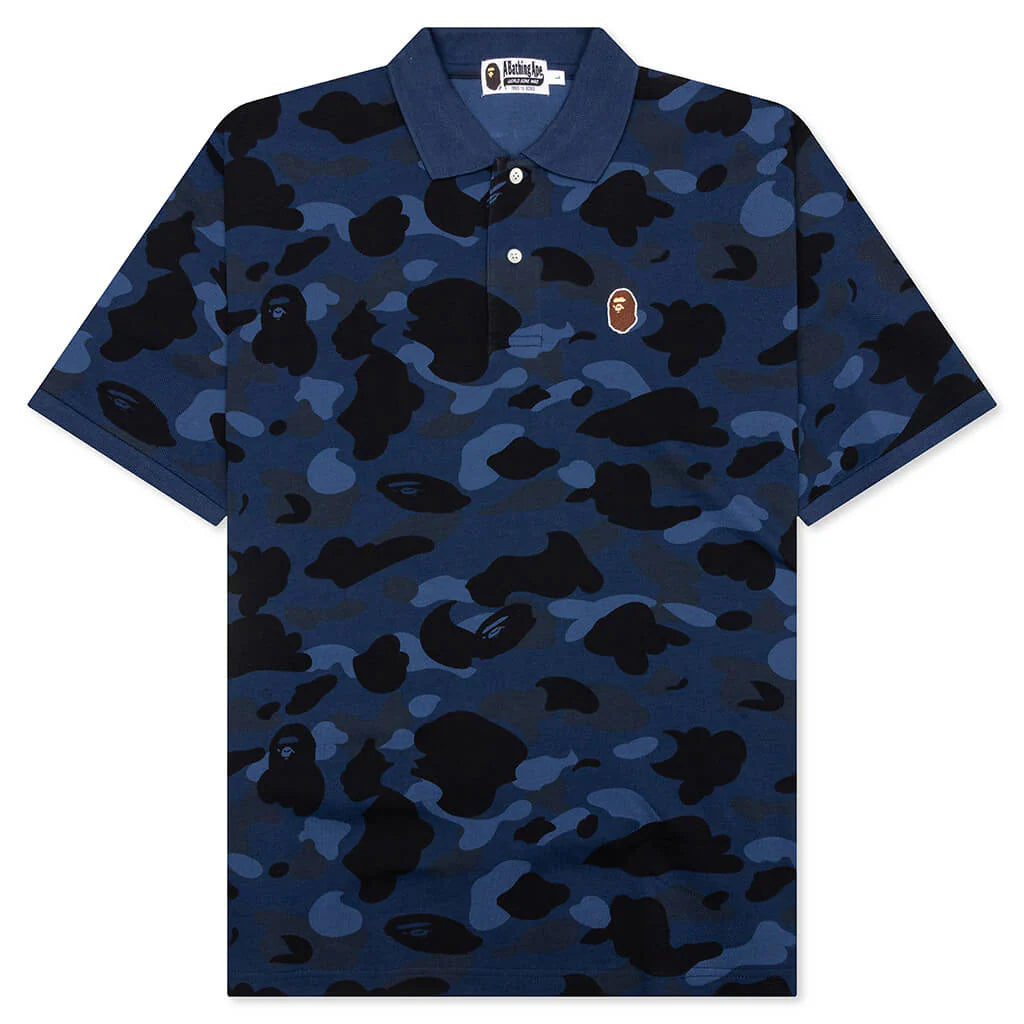 Color Camo Large Ape Head Relaxed Fit Polo Shirt Navy