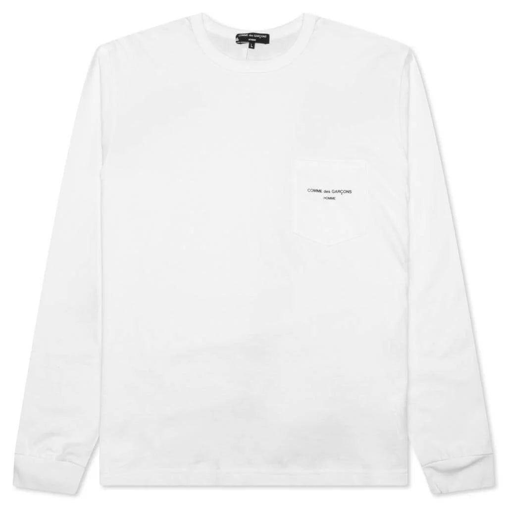 Pocket Logo L S T Shirt White