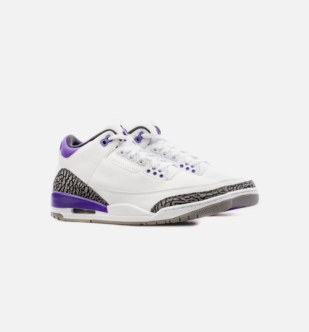 Air Jordan 3 Retro Dark Iris Mens Lifestyle Shoe White Purple Free Shipping