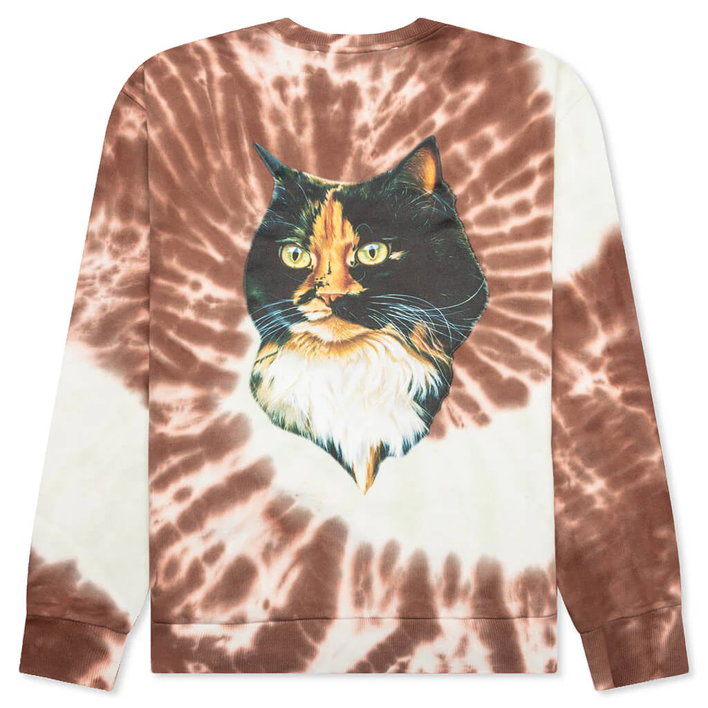 Tie Dye Cat Sweatshirt Brown