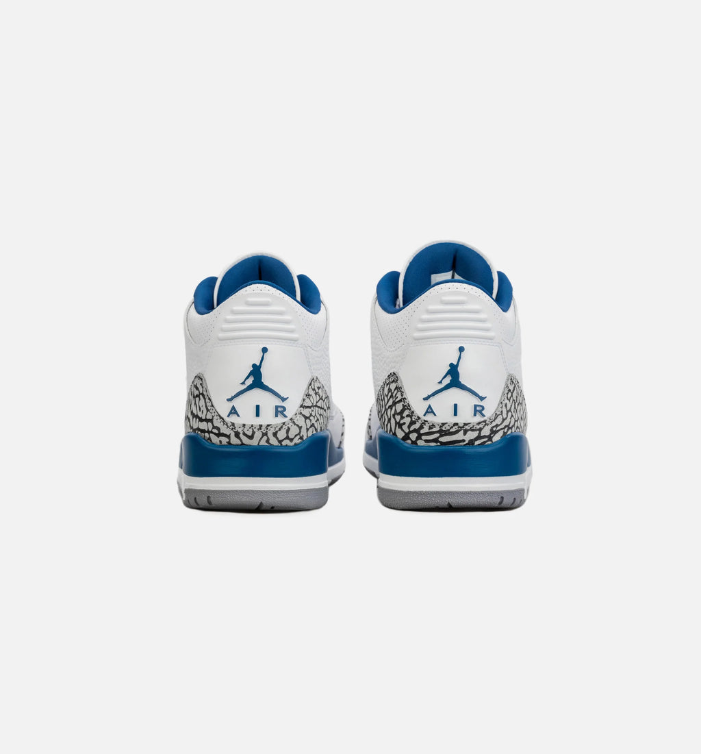 Air Jordan 3 Retro Wizards True Blue Mens Lifestyle Shoe White Blue