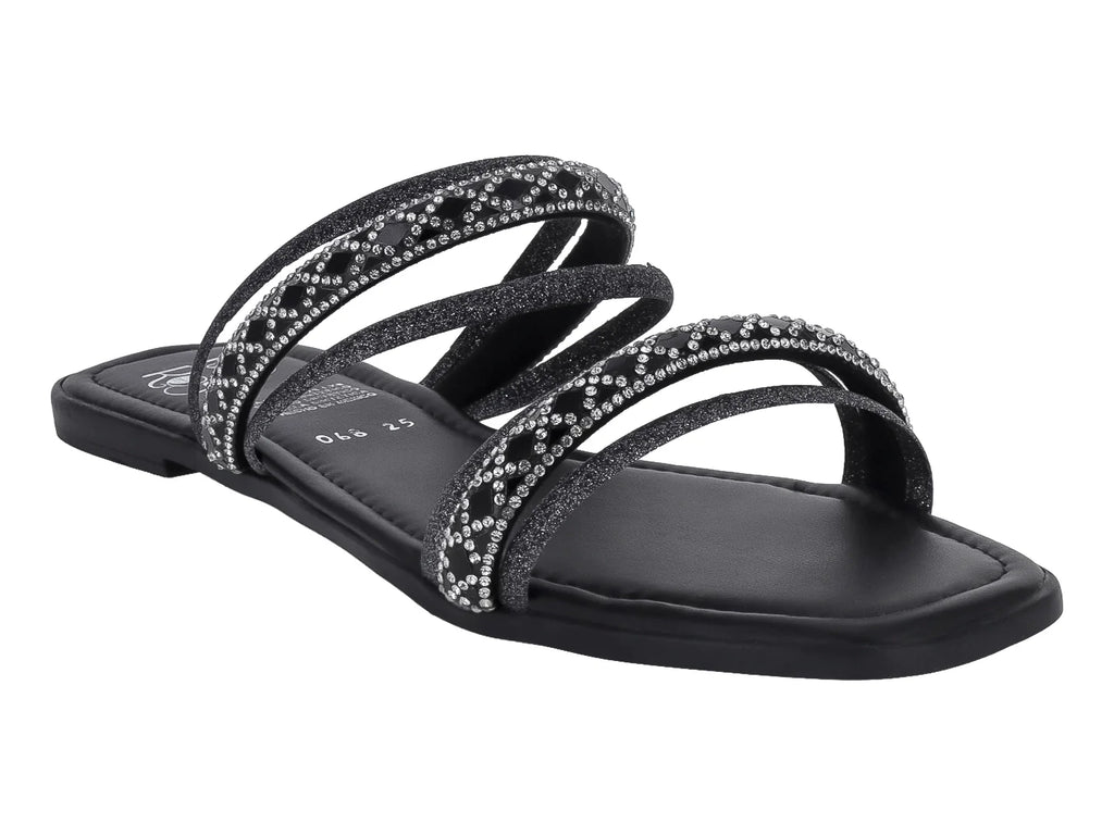 Sandalias de Piso Luna Rosa Rombo Negro para Mujer