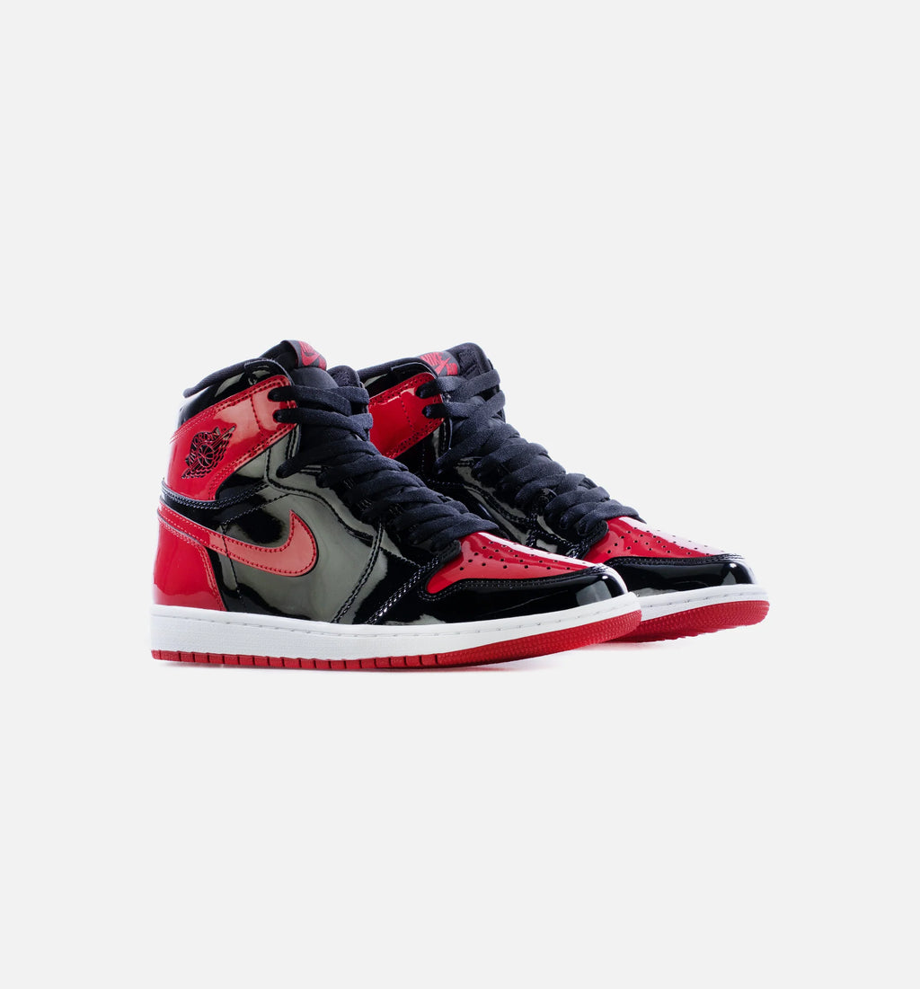 Air Jordan 1 High OG Patent Bred Mens Lifestyle Shoes Black White Varsity Red Limit One Per Customer