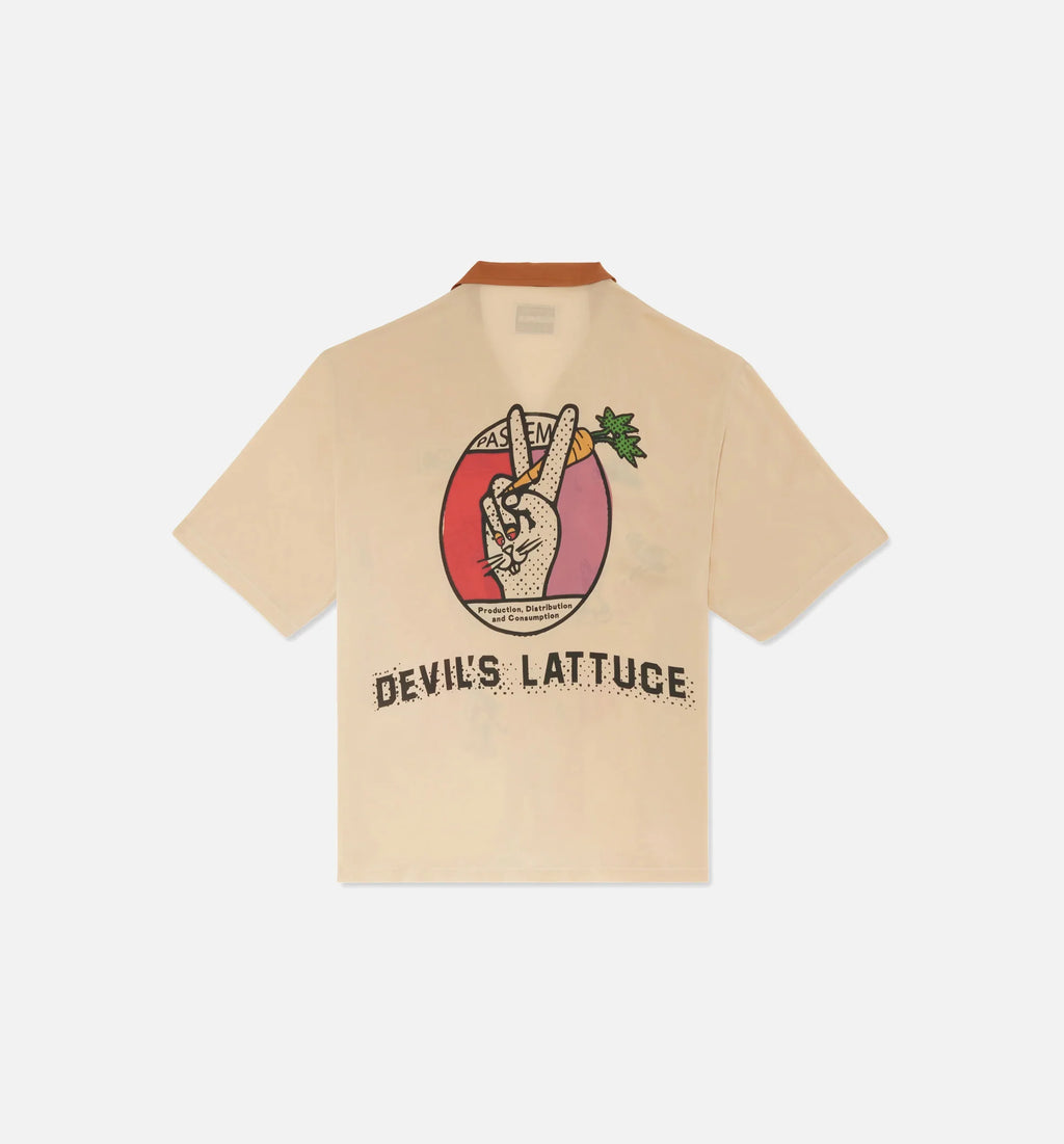 Hard Times Devils Lattuce Mens Short Sleeve Shirt Beige