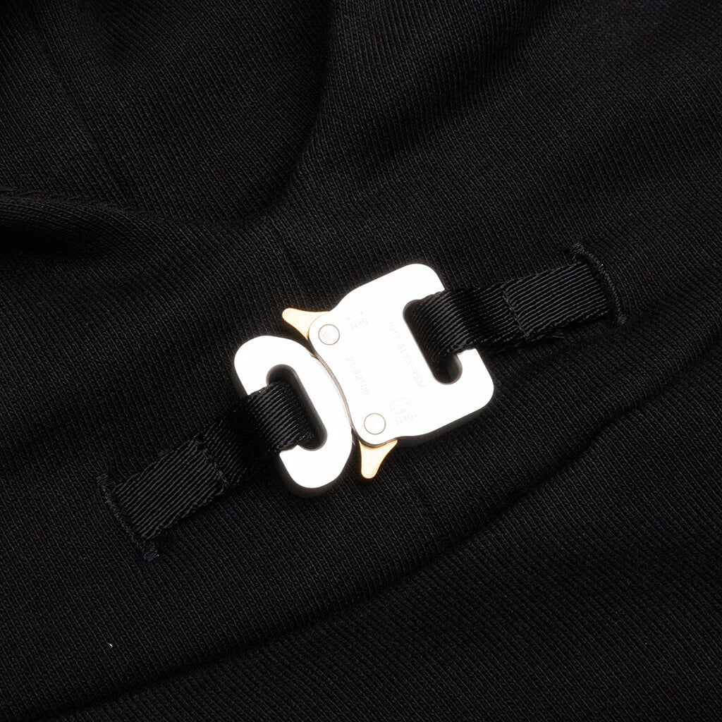 Metal Buckle Collar Hoodie Black