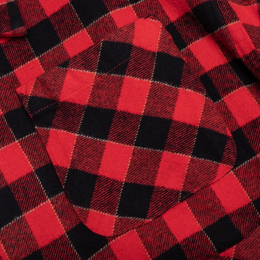 6 Pocket Flannel Shirt Red Black