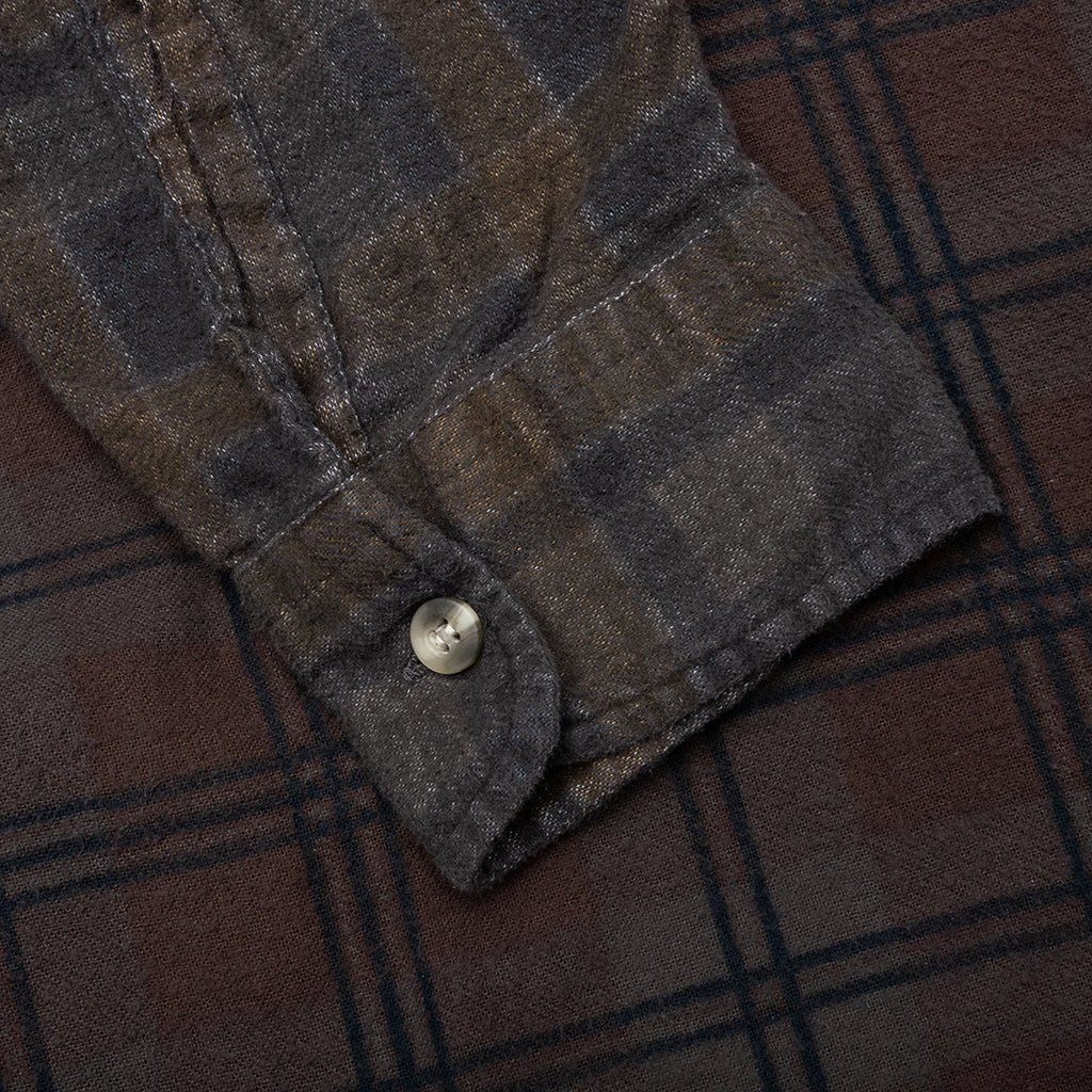 Over Dyed Ribbon Wide Shirt Brown