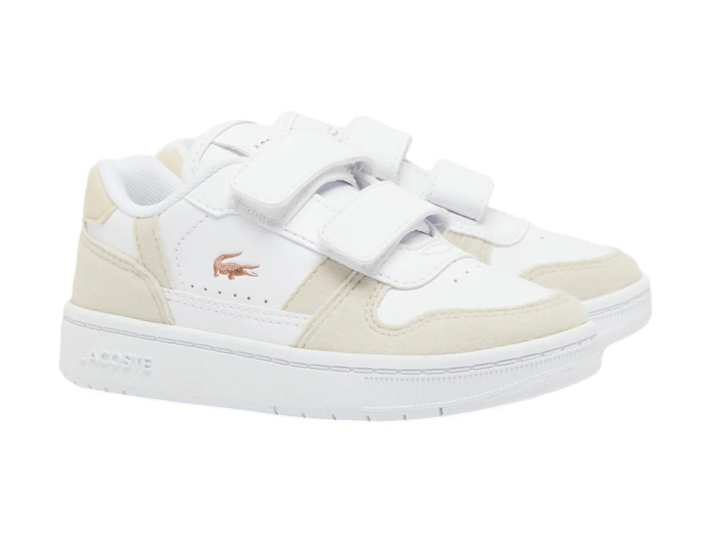 Tenis Lacoste T Clip Blanco y Rosa para Niño