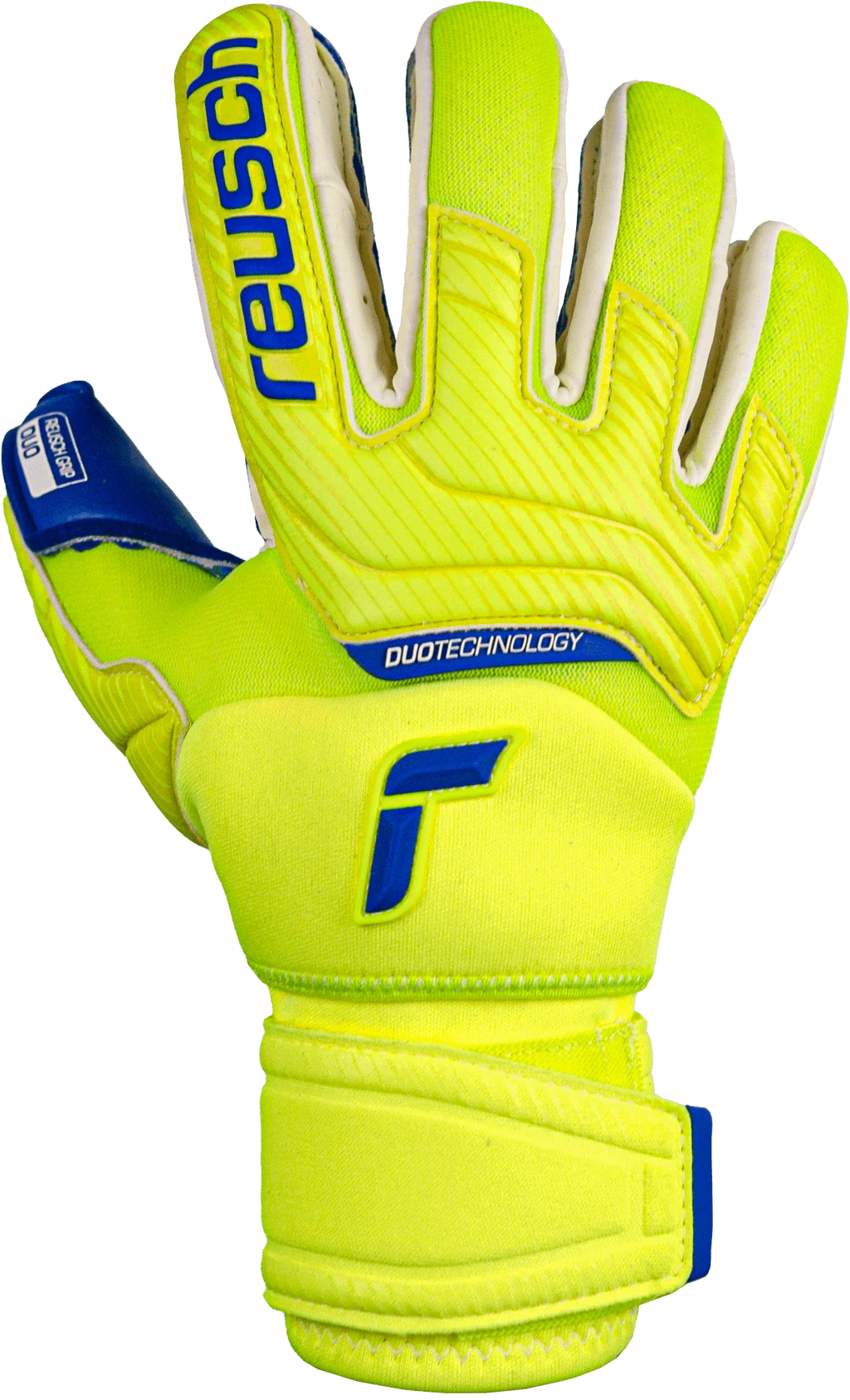 Reusch Attrakt Duo Ortho Tec Goalkeeper Gloves Fluo Yellow Blue