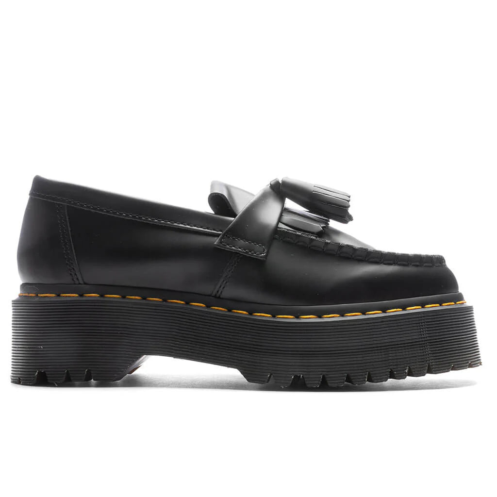 Adrian Leather Platform Tassel Loafers Black Smooth