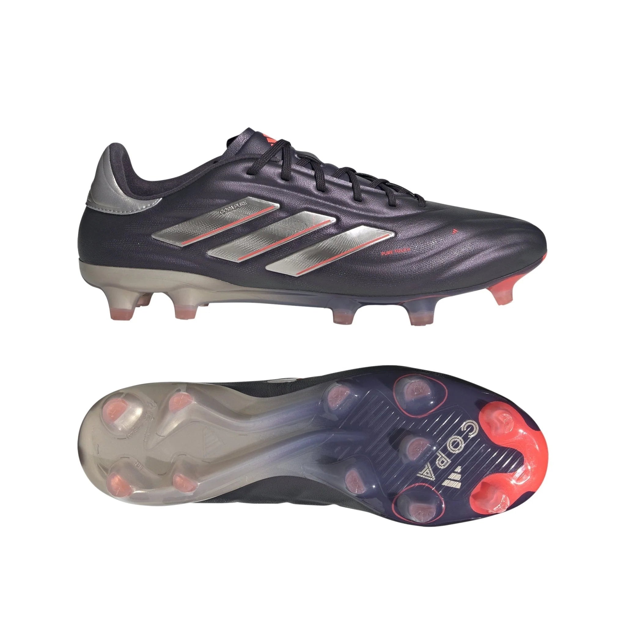 adidas Copa Pure 2 Elite Firm Ground Soccer Cleats Black Platin Metallic Turbo