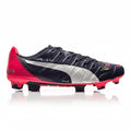 PUMA Evopower 12 FG Firm Ground Soccer Cleats Peacoat White Bright Plasma