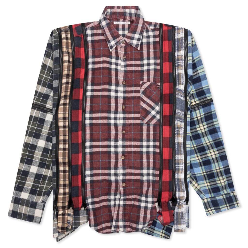 Flannel Shirt 7 Cuts Zipped Wide Shirt Assorted