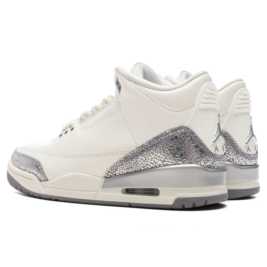 Womens Air Jordan 3 Retro Sail Cement Grey Metallic Silver