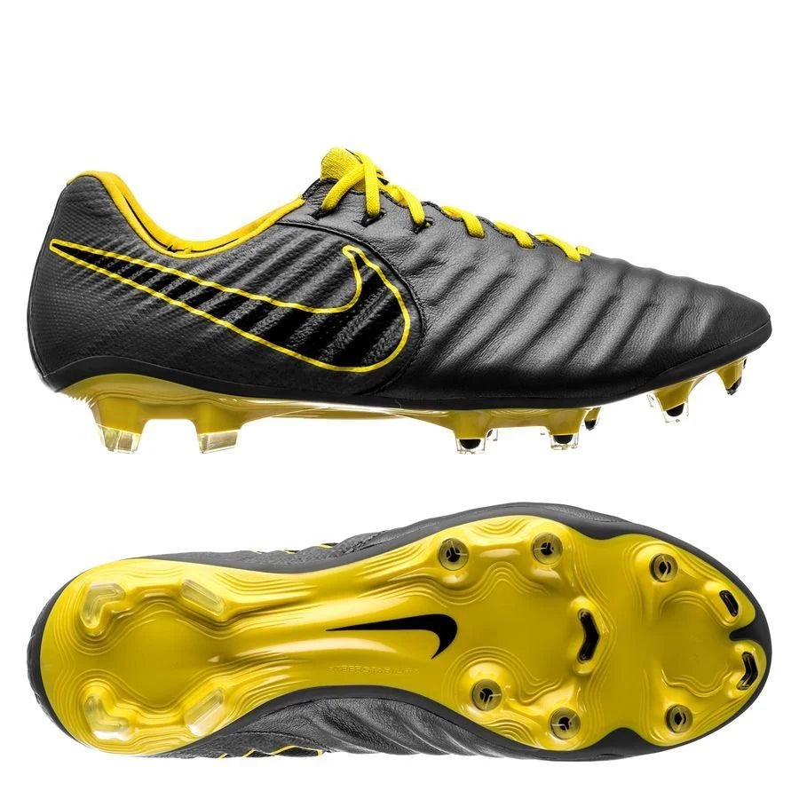 Nike Legend 7 Elite FG Firm Ground Soccer Cleats Dark Grey Black Yellow
