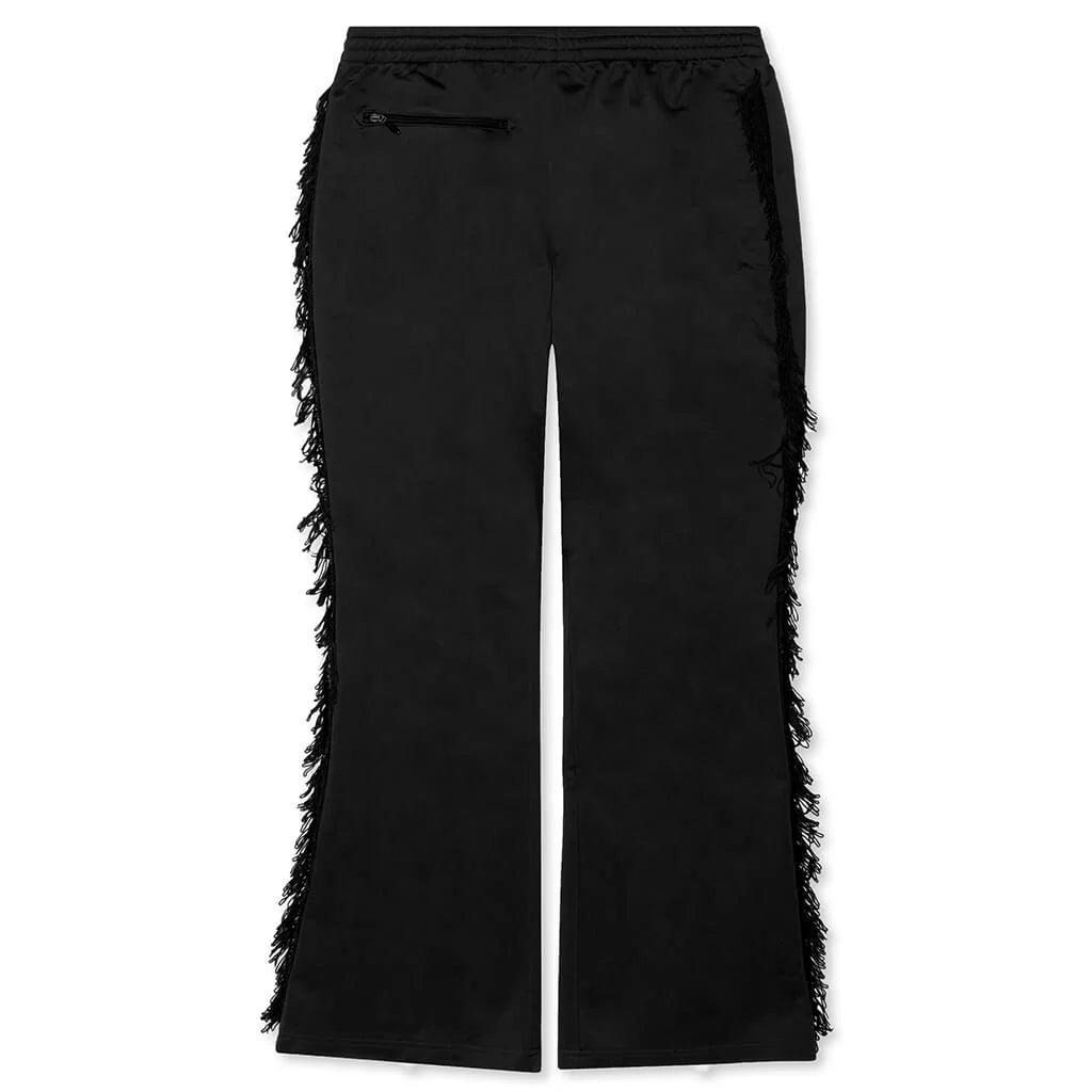 Tricot Jersey Fringe Track Pant Black