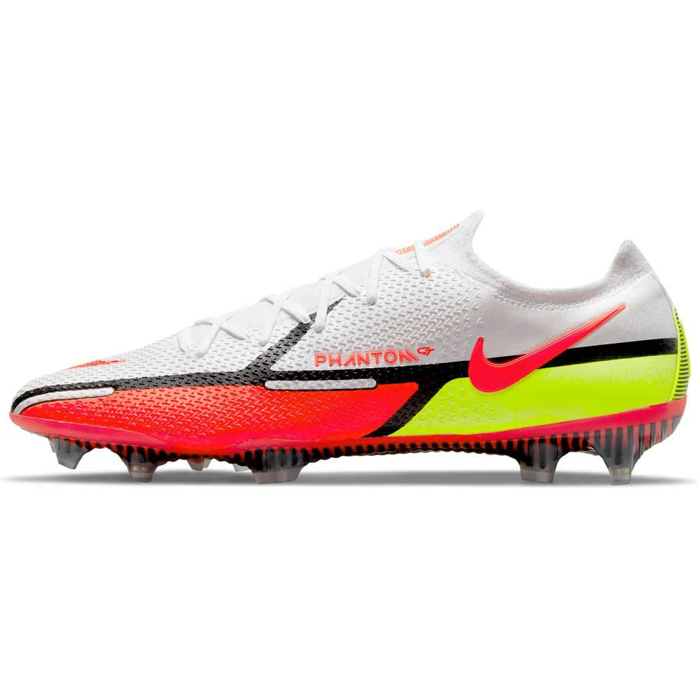 Nike Phantom GT2 Elite FG Firm Ground Soccer Cleats White Bright Crimson Volt